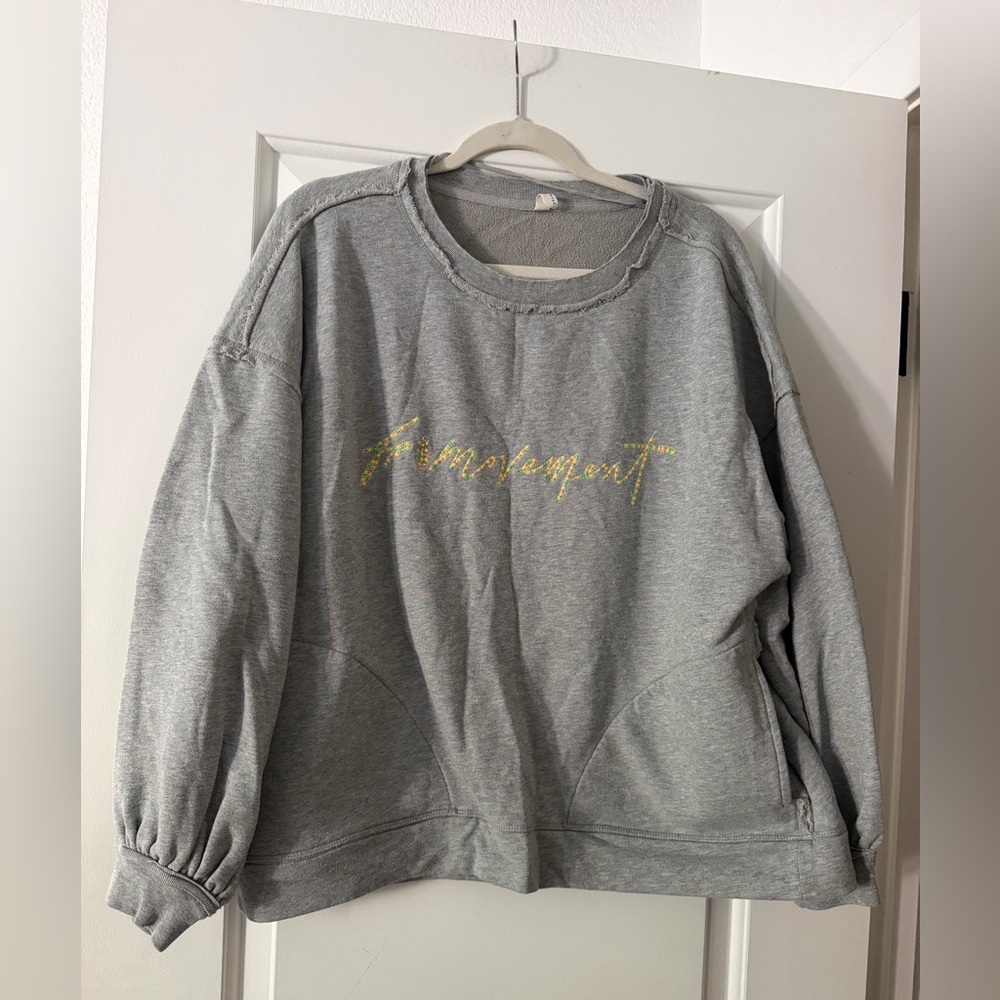 FP Movement Heather Gray Ribbed Pullover